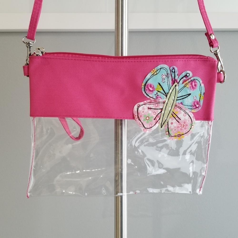 💥NEW💥Pink Plastic Clear Purse-Crossbody/Wristlet